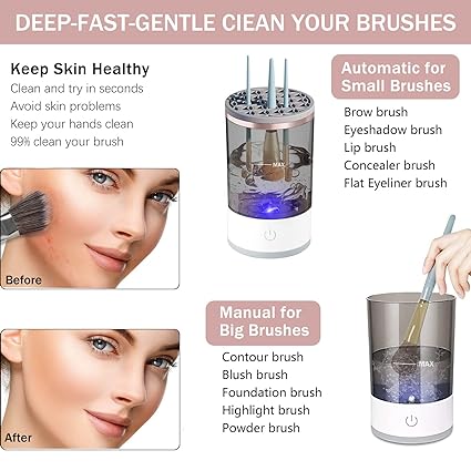 Automatic Electric Makeup Brush Cleaner & Holder - Effortless Cleaning & Drying Machine