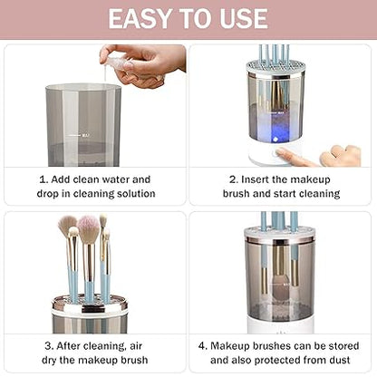 Automatic Electric Makeup Brush Cleaner & Holder - Effortless Cleaning & Drying Machine